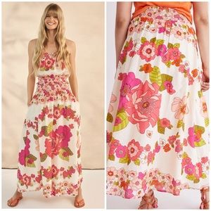 Anthropologie Love the Label Briar Smocked Maxi Skirt Floral Size Medium